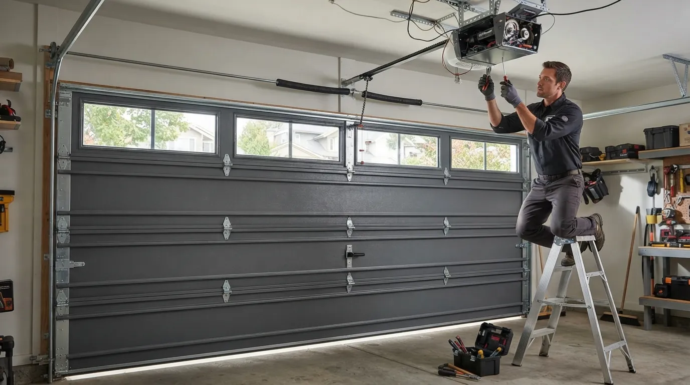 Garage door detail illustrating garage doors and colorado winters in greenwood village