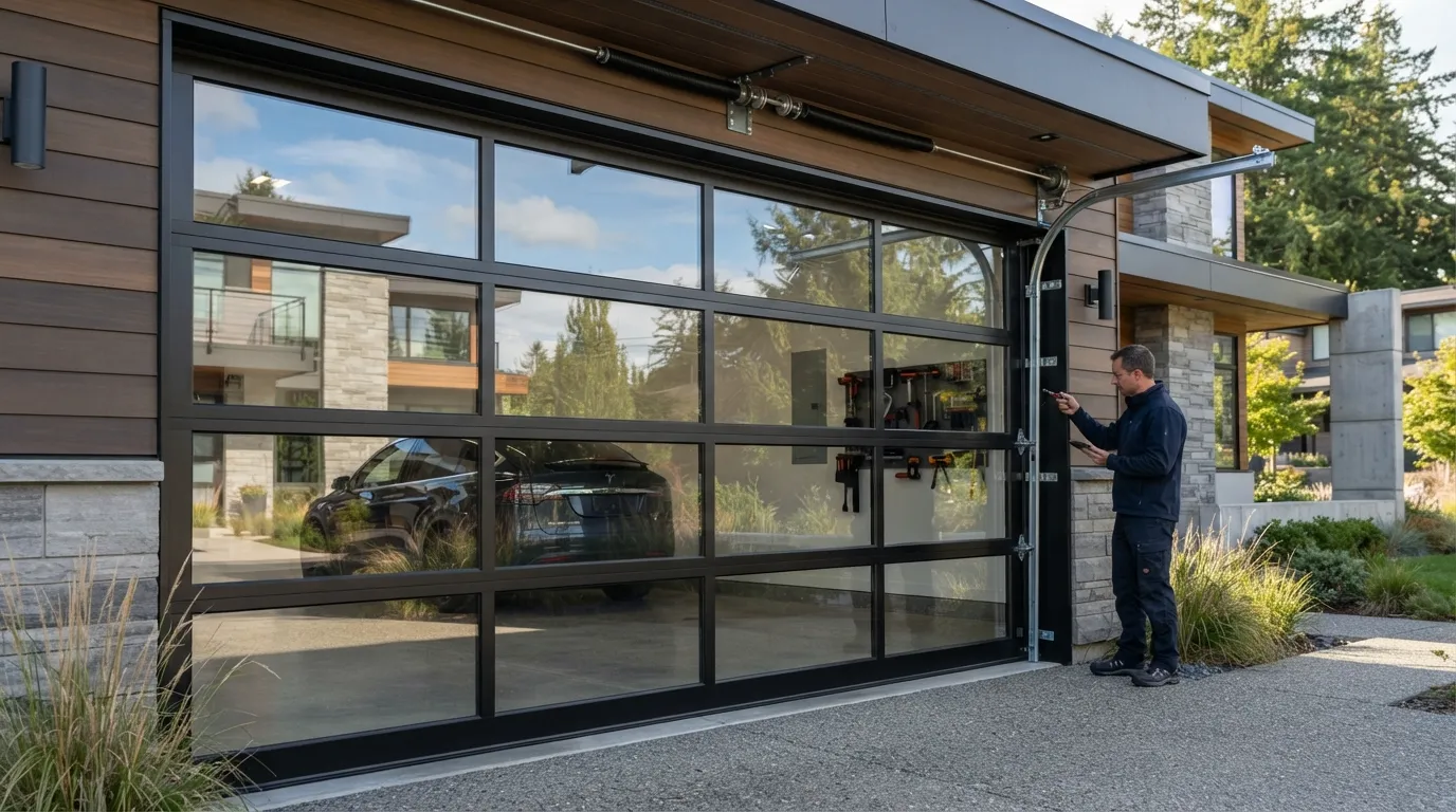 Replacement residential garage door installed on an existing Greenwood Village Colorado home
